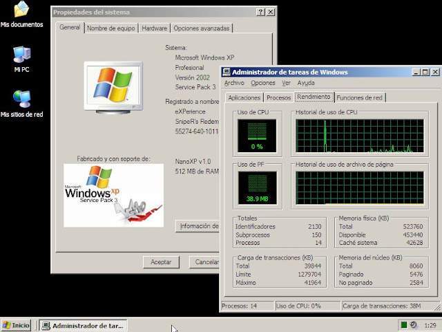 Windows XP Sp3 Nano (PC Bajo Recursos) [SO] Español